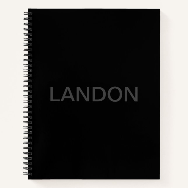Carnet Texte personnalisable | Gras moderne noir et gris  (Devant)