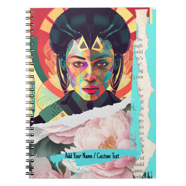 Carnet TEXTE PERSONNALISÉ - Collage de beauté géométrique (Devant)