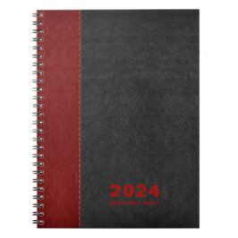 Carnet Texte personnalisé en cuir noir rouge