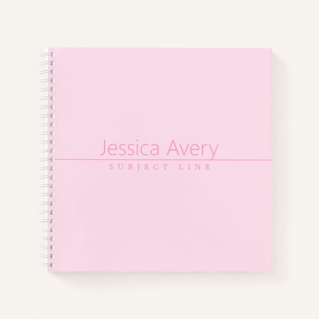 Carnet Texte rose simple et élégant (Devant)
