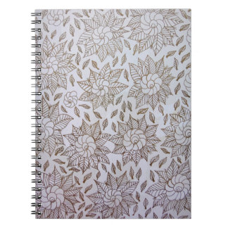 Carnet textile floral blanc et noir