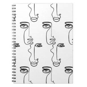 Carnet Texture avec faces abstraites. Une ligne continue