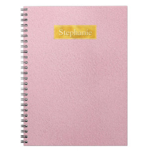 Carnet Texture de faux cuir rose avec bannière en feuille
