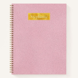Carnet Texture de faux cuir rose avec bannière en feuille