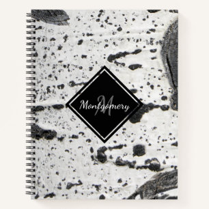 Carnet Texture de l'écorce rustique - Aspen Nom du monog