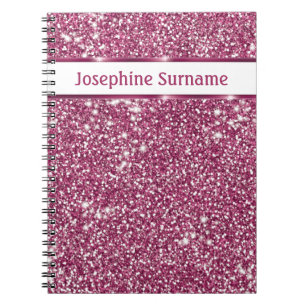 Carnet Texture de scintillement rose faux avec nom person