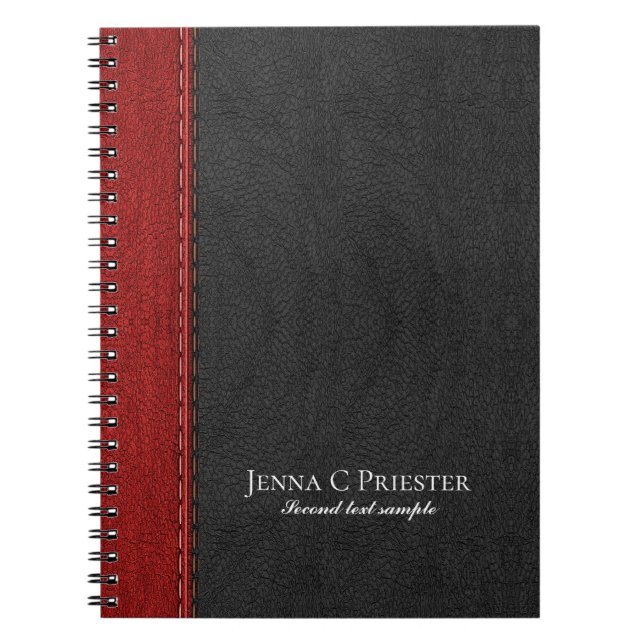 Carnet Texture En Cuir Noir Et Rouge Faux (Devant)