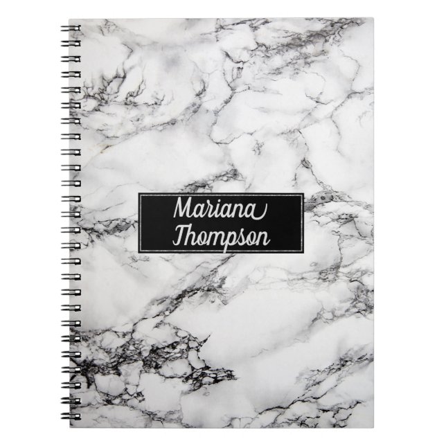 Carnet Texture en marbre monogramme (Devant)