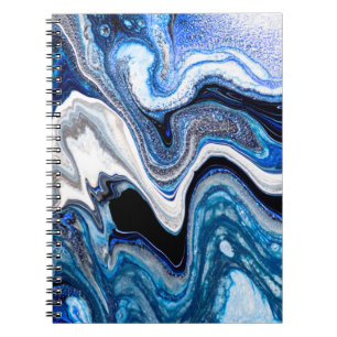 Carnet texture liquide Abstraite en marbre blanc argenté
