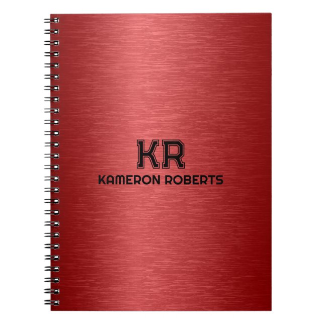 Carnet Texture métallique rouge Texte noir personnalisé (Devant)