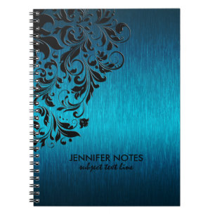 Carnet Texture métallique turquoise et dentelle florale n