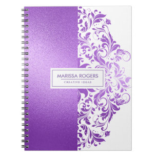 Carnet Texture violet moderne et tourbillons sur fond bla