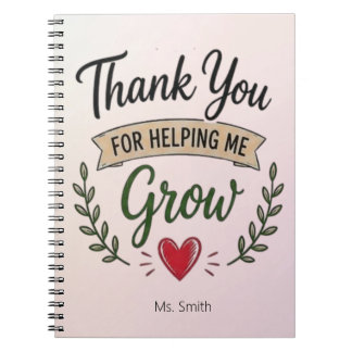 Carnet Thank You for Helping Me Grow Personalized