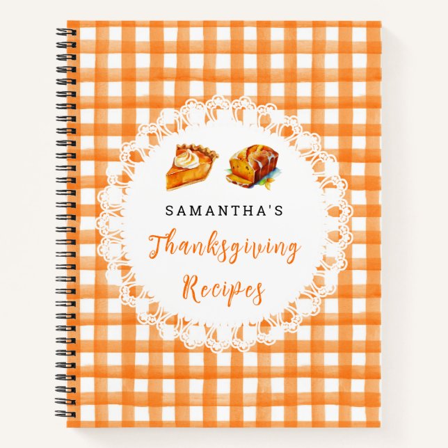 Carnet Thanksgiving Recipes Orange Gingham (Devant)