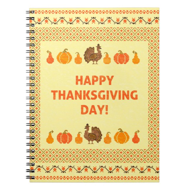 Carnet Thanksgiving : retro brodée carte design. (Devant)