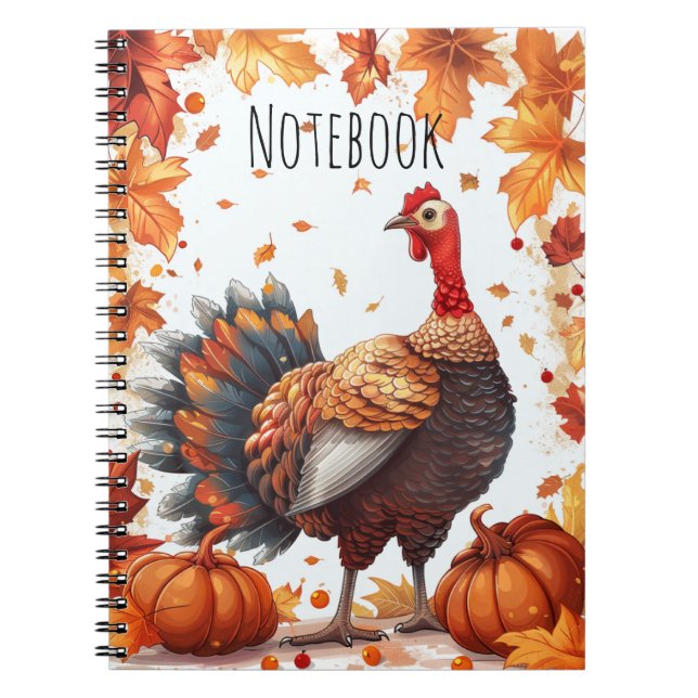 Carnet Thanksgiving Turquie avec feuilles d'automne et Ci (Devant)