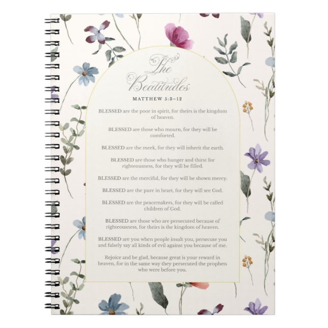 Carnet The Beatitudes Matthew 5:3–12 Floral Scripture (Devant)