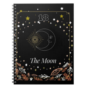 Carnet The Moon tarot card art, celestial