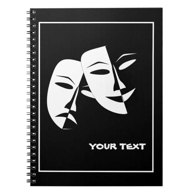 Carnet Théâtre Masque Comédie Tragédie Black Blanc Person (Devant)