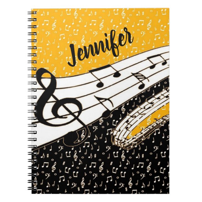 Carnet Thème de musique Gold personnalisée (Devant)