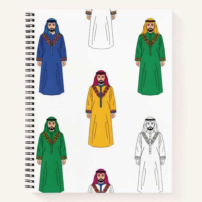 Carnet Thobe traditionnel saoudien pour hommes (Devant)