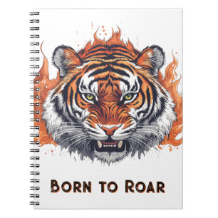 Carnet Tigre à flammes - Texte personnalisable