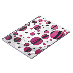 Carnet Tigre à pois rose chaud et impression noir