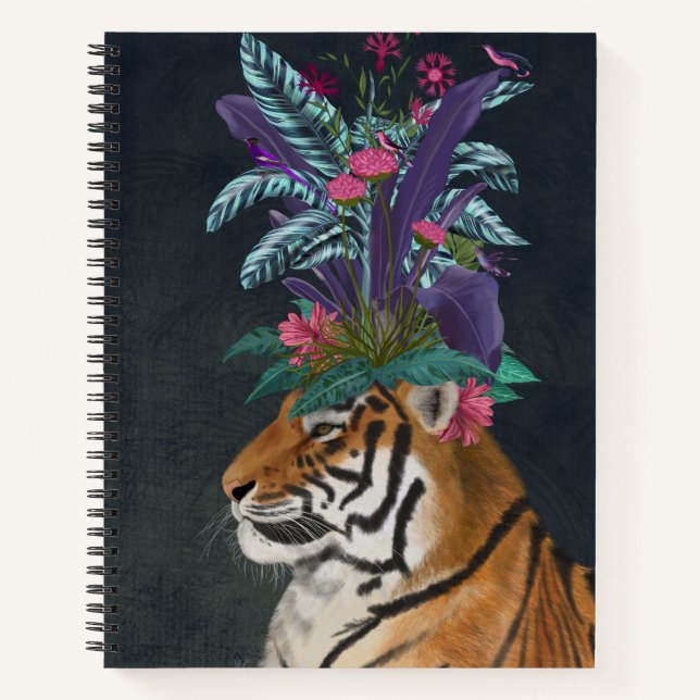 Carnet Tigre avec tête tropicale (Devant)