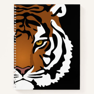 Carnet Tigre, Chat Sauvage sur Fond Noir