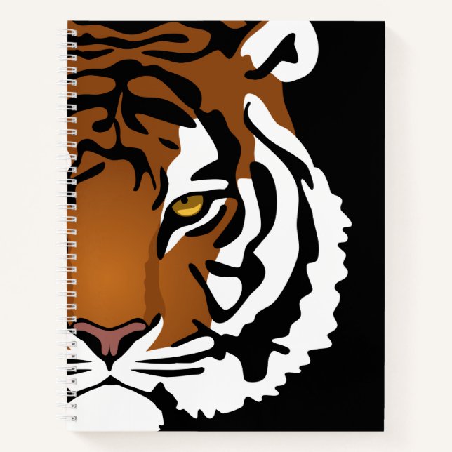 Carnet Tigre, Chat Sauvage sur Fond Noir (Devant)