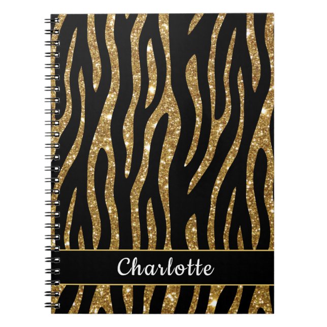 Carnet Tigre Or Grille Moderne Glittery (Devant)