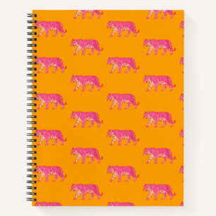 Carnet Tigre rose chaud sur Motif orange gras