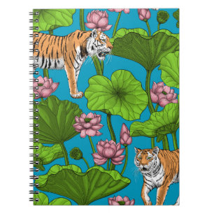 Carnet Tigres dans l'étang rose lotus