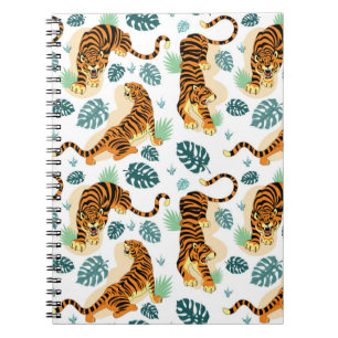 Carnet Tigres Feuilles tropicaux : Illustration Vintage.