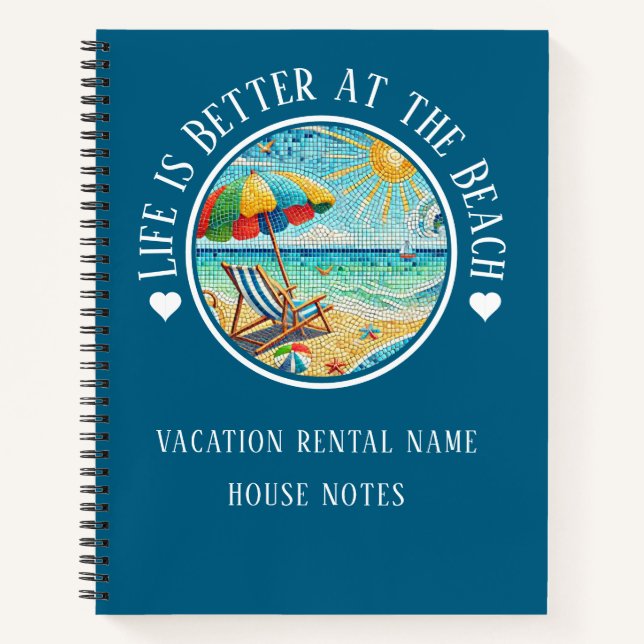 Carnet Tile Look Beach Location de vacances, House Notes (Devant)