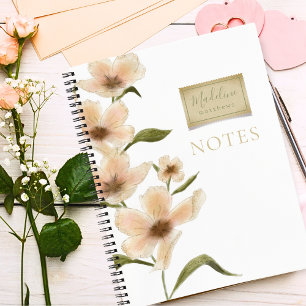Carnet Timbres de fleurs sauvages personnalisés avec nom
