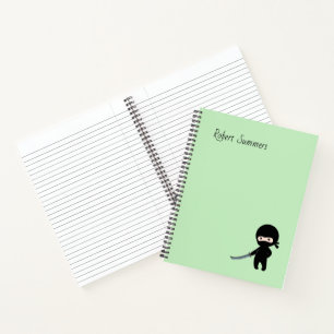Carnet Tiny Angry Ninja Custom Name on Green