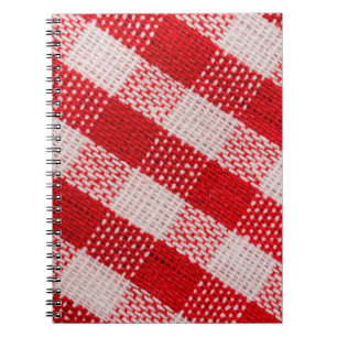 Carnet Tissu à carreaux rouges motif de nappe texture ba
