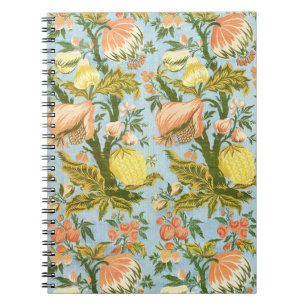 Carnet Tissu damassé classique baroque floral fruitier