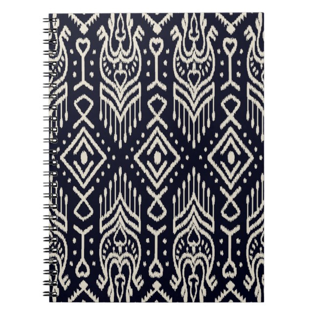Carnet Tissu Ikat Brodé : Élégance Ethnique. (Devant)