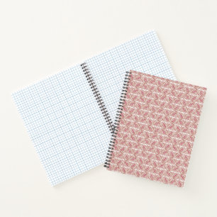 Carnet Tissus rouges et roses posés sur un tapis à motif 