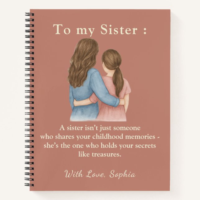 Carnet To My Sister – Custom Photo Notebook Gift (Devant)
