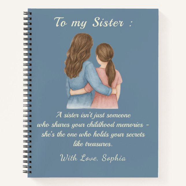 Carnet To My Sister – Custom Photo Notebook Gift (Devant)