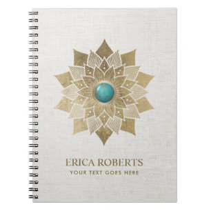 Carnet Toile élégante de mandala de fleur de Lotus d'or