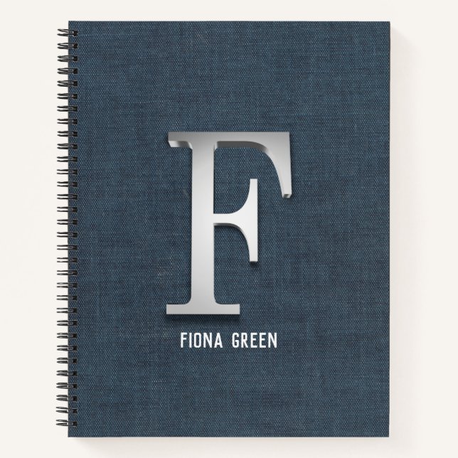 Carnet Toile initiale en argent (Devant)