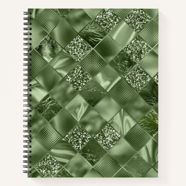 CARNET TONS DE DIAMONDE VERT SHIMMER PLAID (Devant)