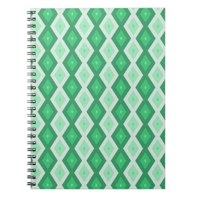 Carnet Tons de motif diamant vert (Devant)
