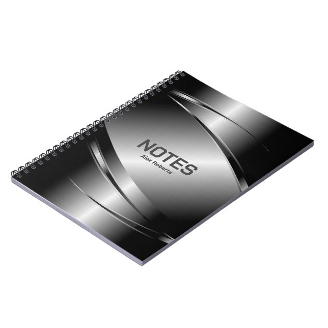 Carnet Tons Gris Acier Inoxydable Revêtement métallique - (Côté gauche)