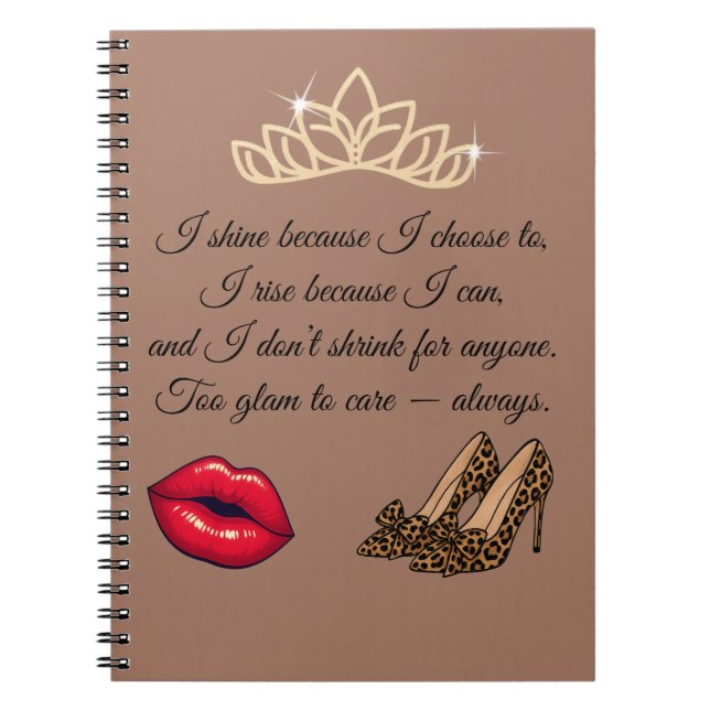 Carnet Too Glam To Care – Chic Quote  (Devant)