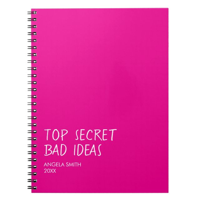Carnet Top Secret Bad Ideas Notebook – Funny Dark Humor  (Devant)